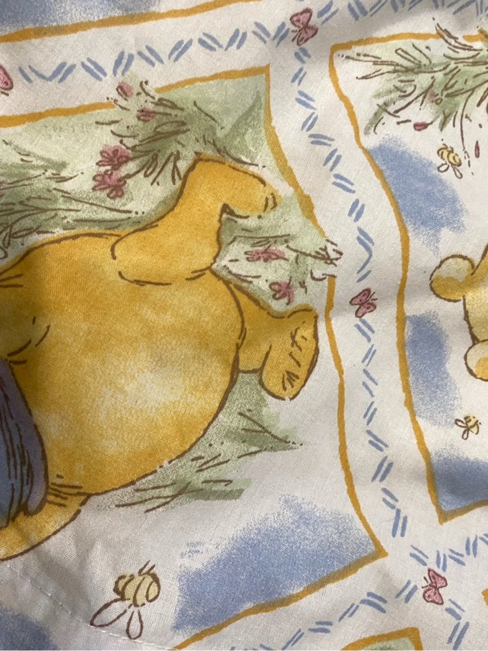 Winnie the Pooh Honey Pot Print Blue Multicolor Ruffled Window Valance 93 inches